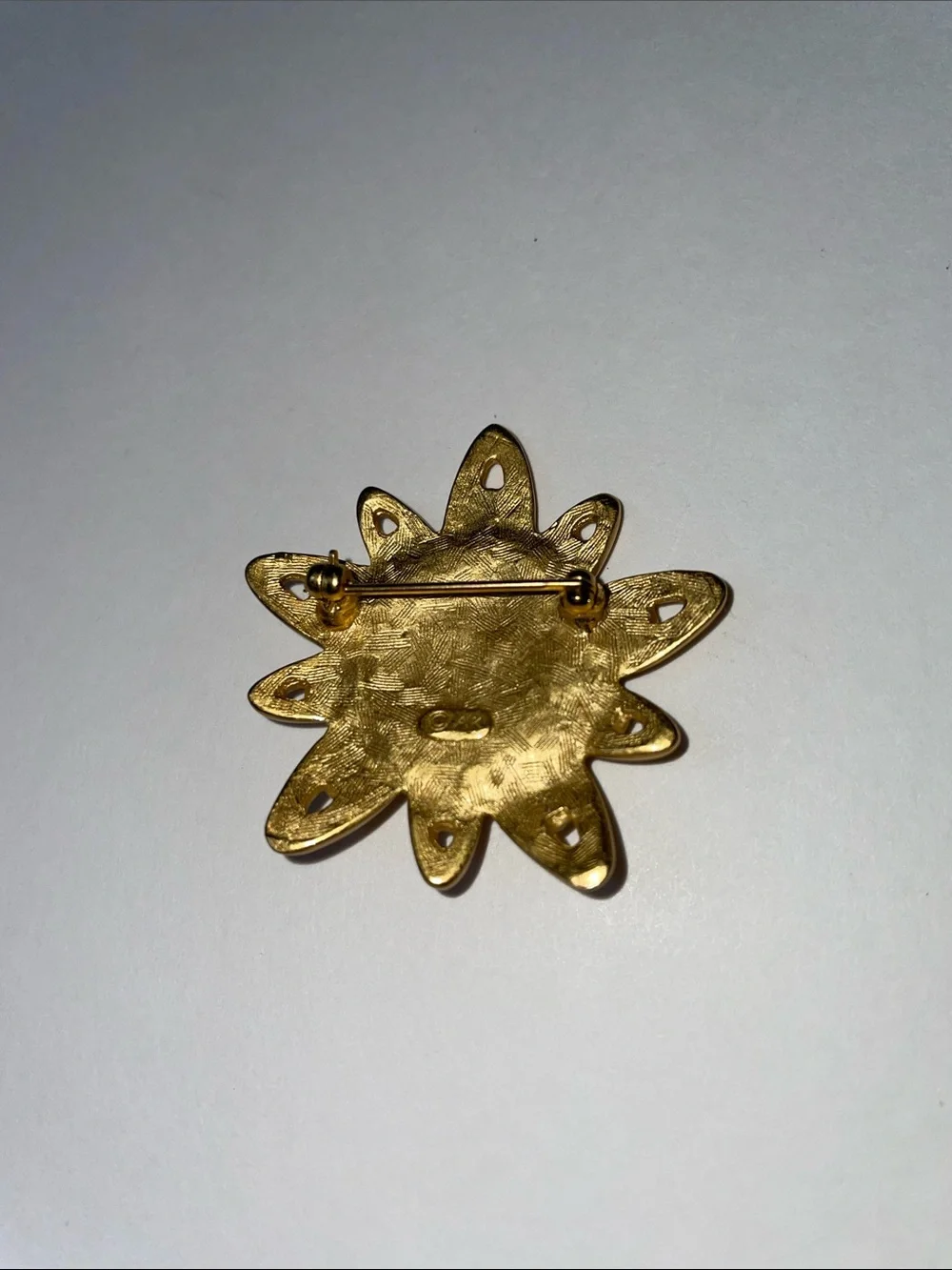 Vintage Anne Klein Gold Sun Face Brooch.